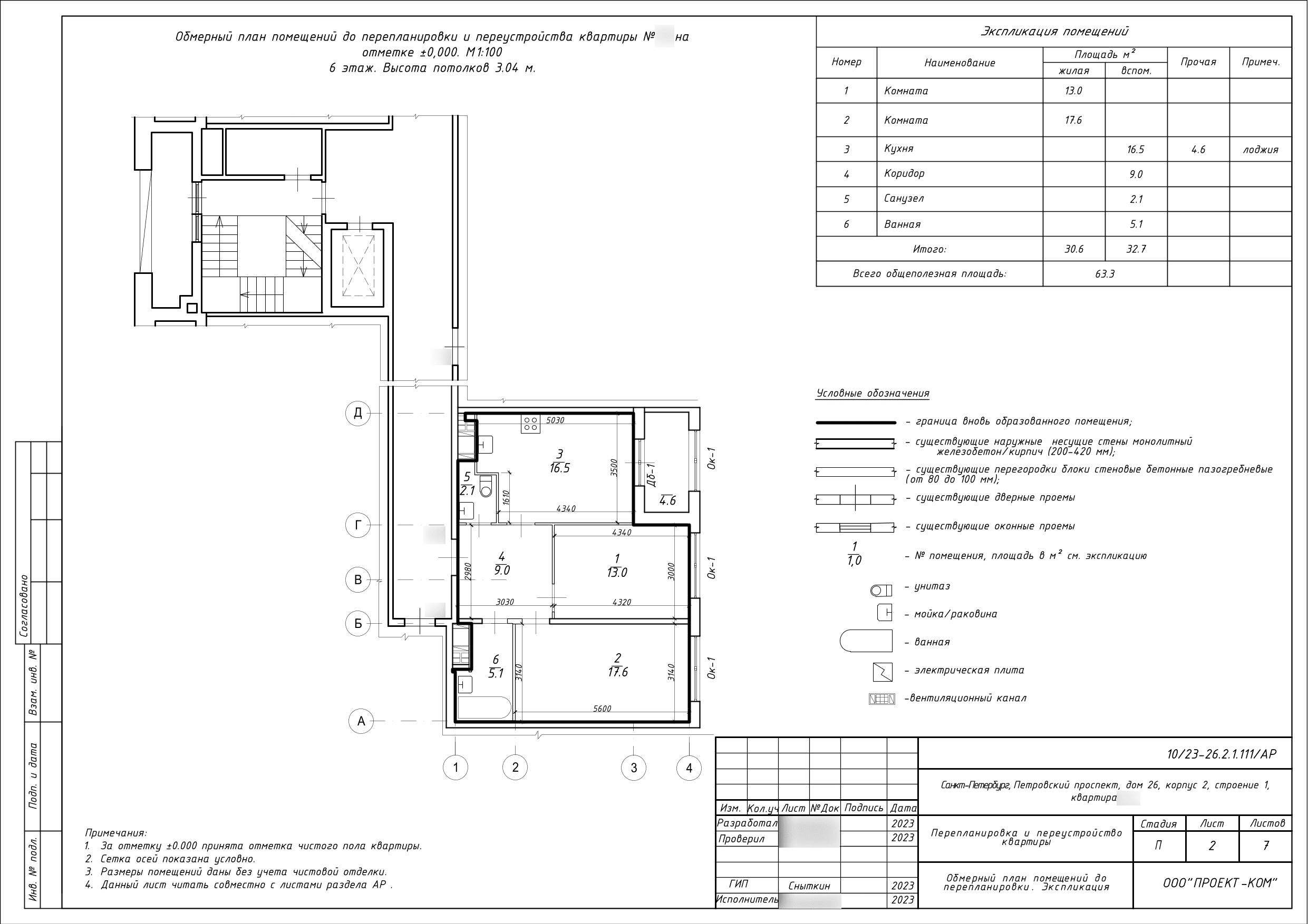 Две комнаты, ванная 5,1 м² и отдельный санузел 2,1 м²