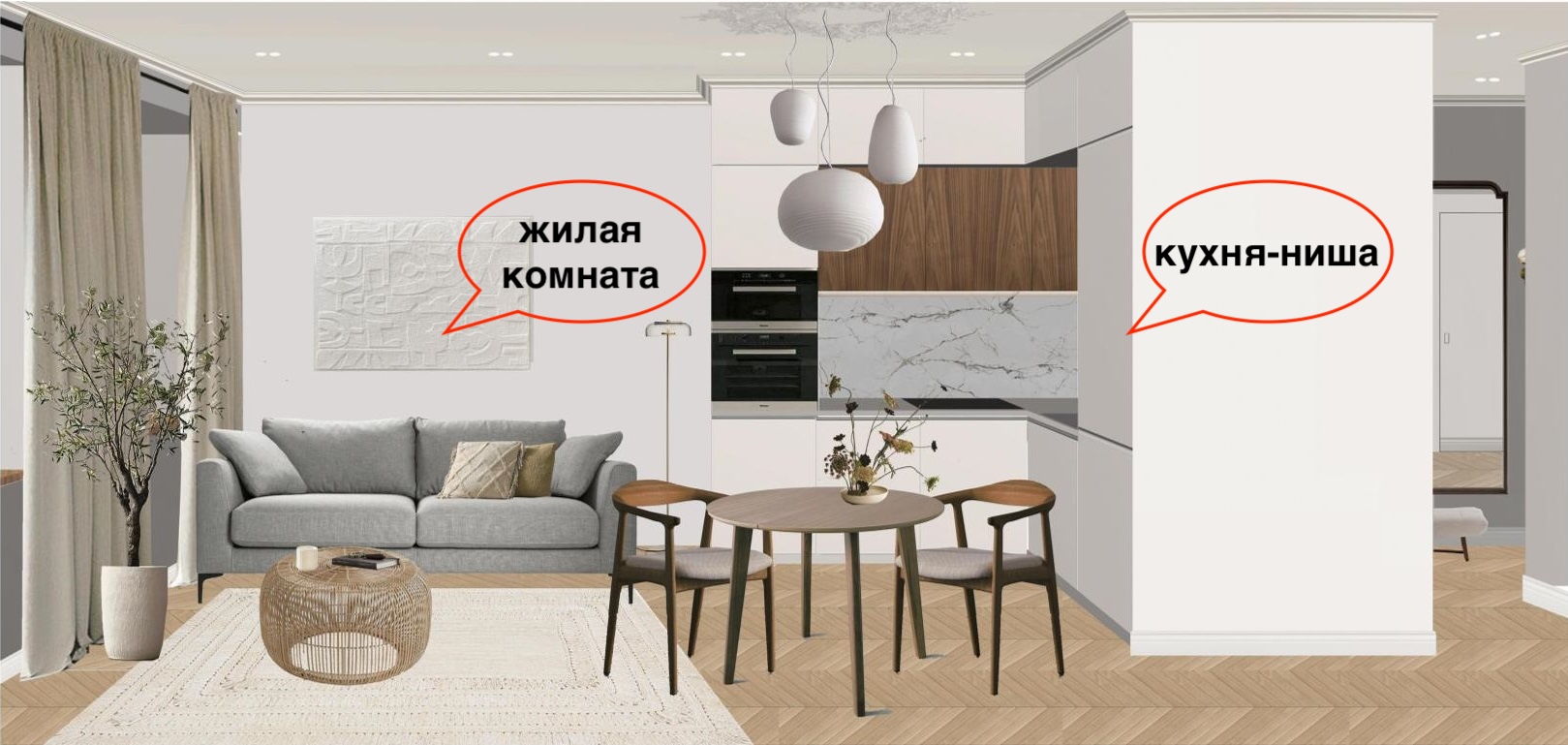 Кухня-ниша без окна в коридоре квартиры в Адмиралтейском районе СПб