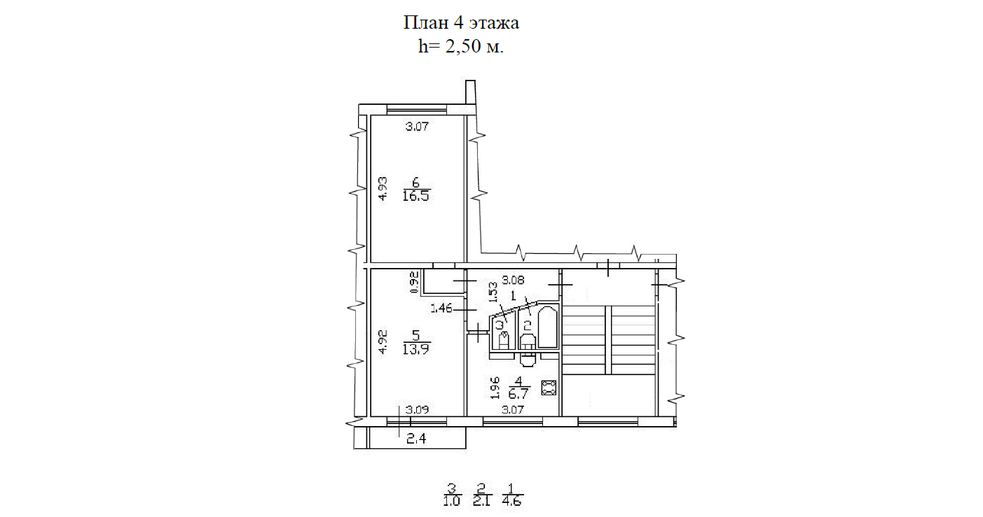 Исходный инвентаризационный план квартиры номер 12