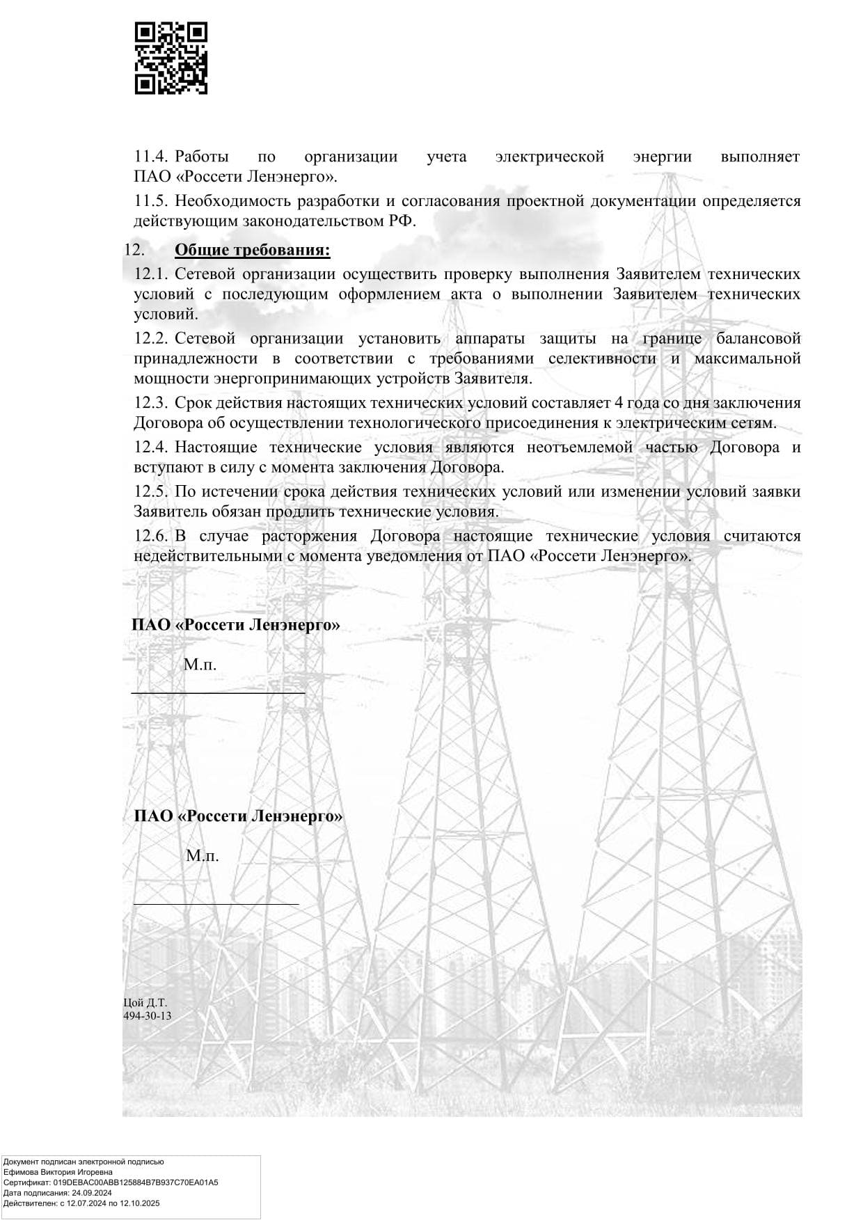 Общие требования сетевых технических условий