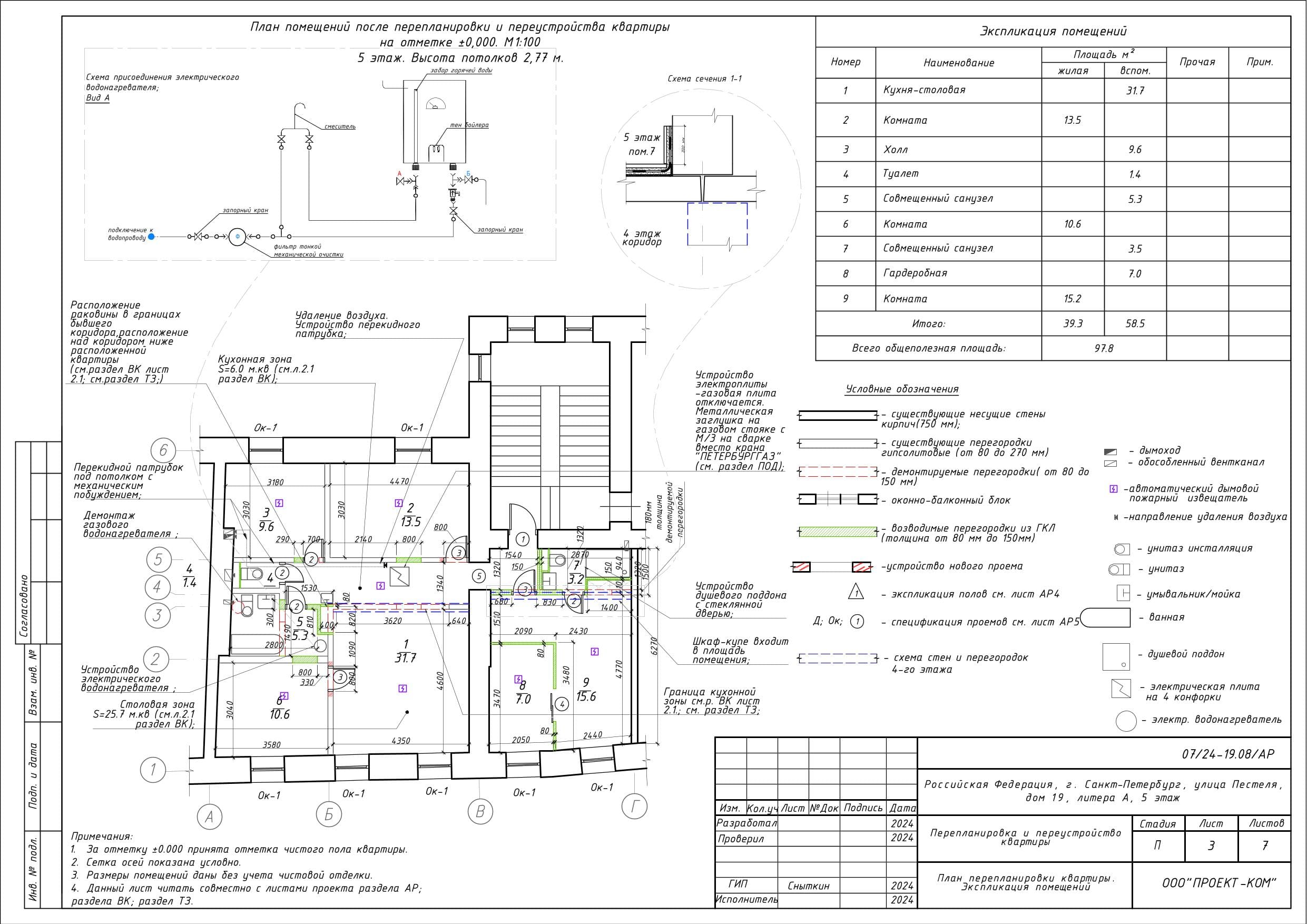 Проект кухни-столовой площадью 31,7 м²